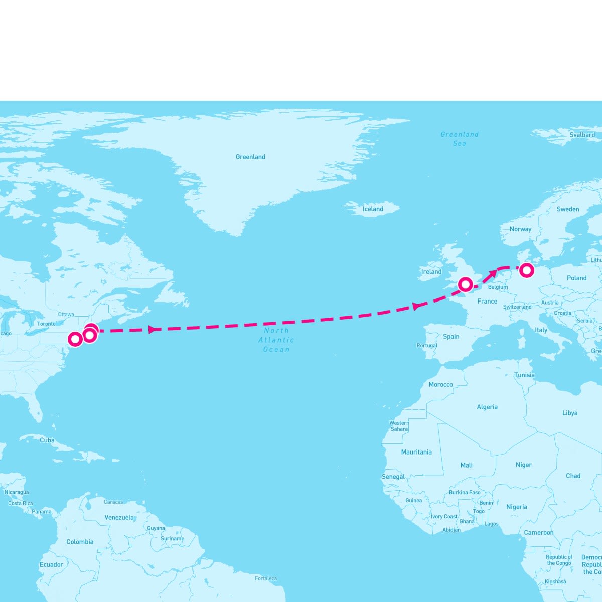 Queen Mary 2 itinerary map for October 4, 2024 (11 nights)