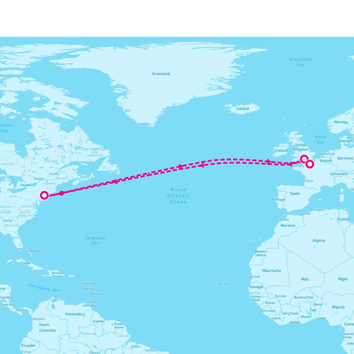 Queen Mary 2 itinerary map for October 17, 2024 (15 nights)