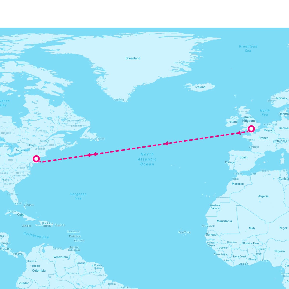Queen Mary 2 itinerary map for September 26, 2025 (7 nights)