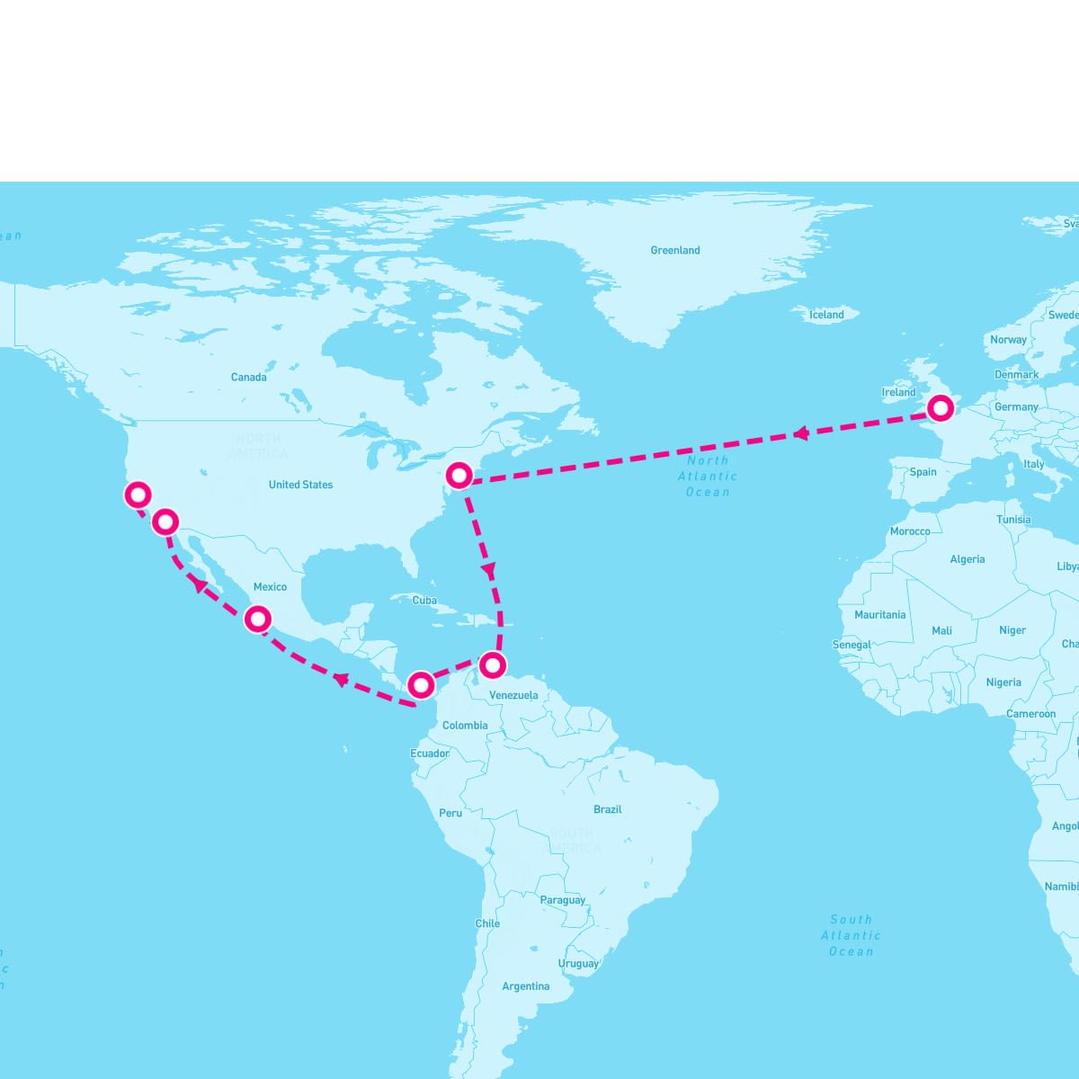 Southampton to San Francisco, United States