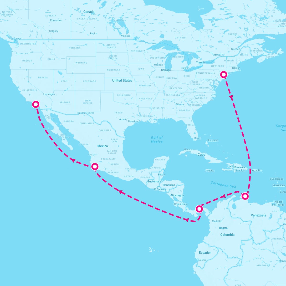 New York to Los Angeles, United States