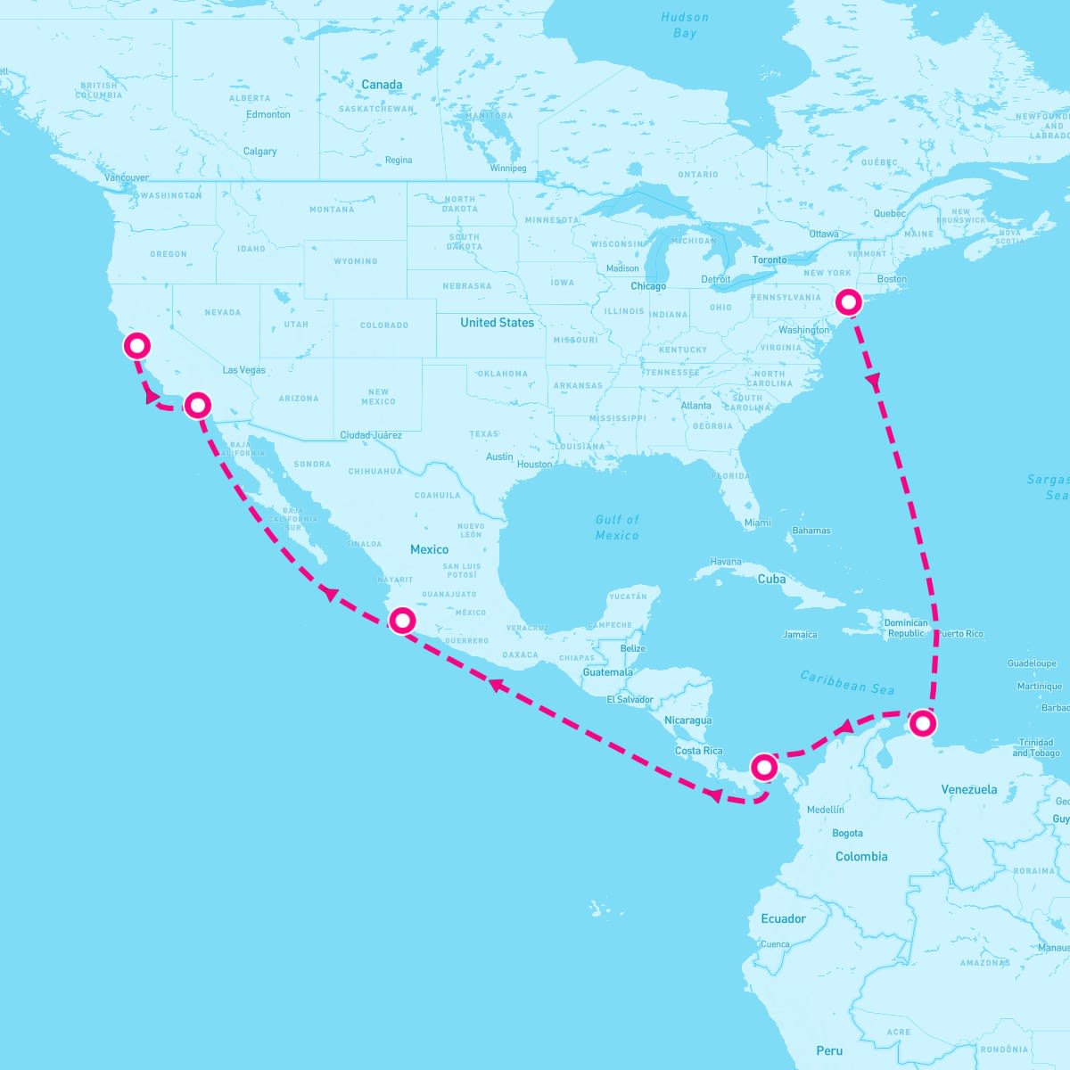 New York to San Francisco, United States