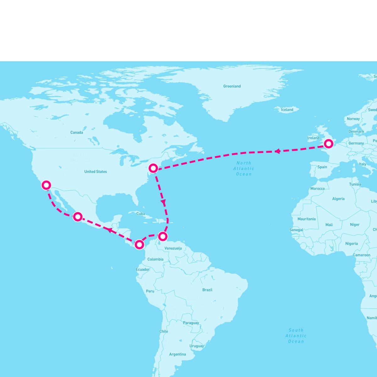 Queen Victoria itinerary map for January 10, 2027