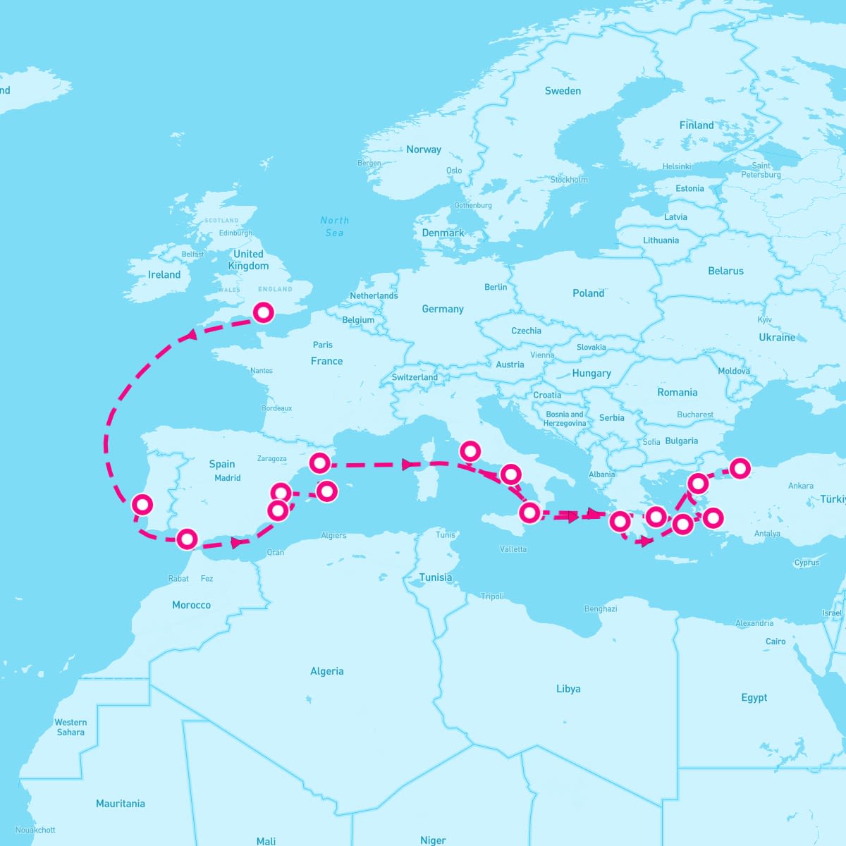 Queen Victoria itinerary map for May 4, 2027