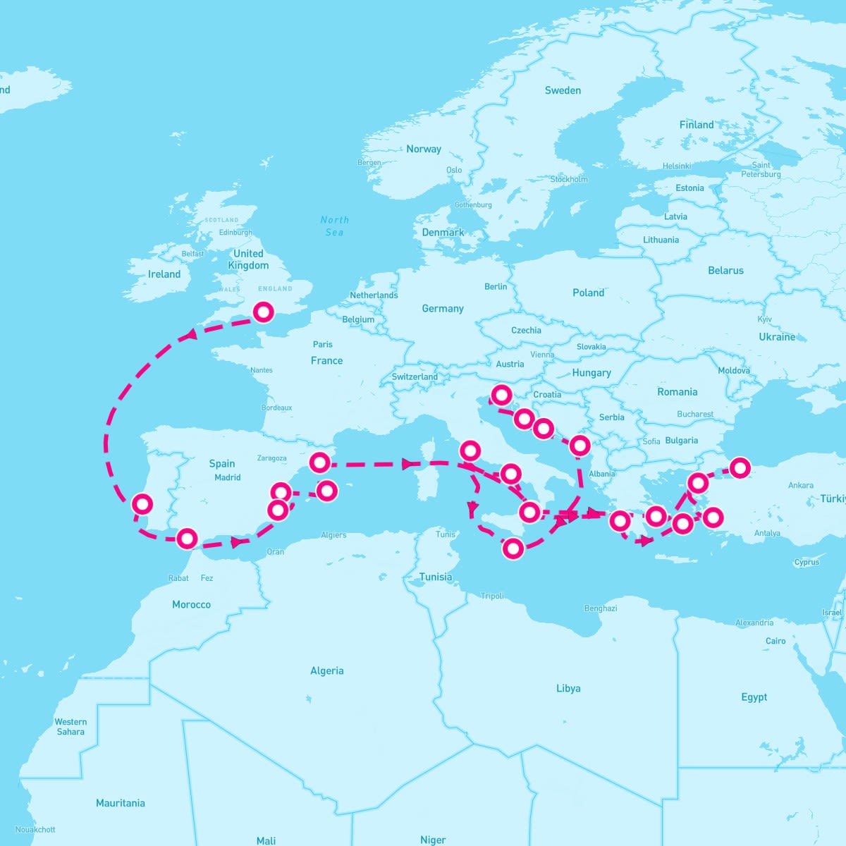 Queen Victoria itinerary map for May 4, 2027