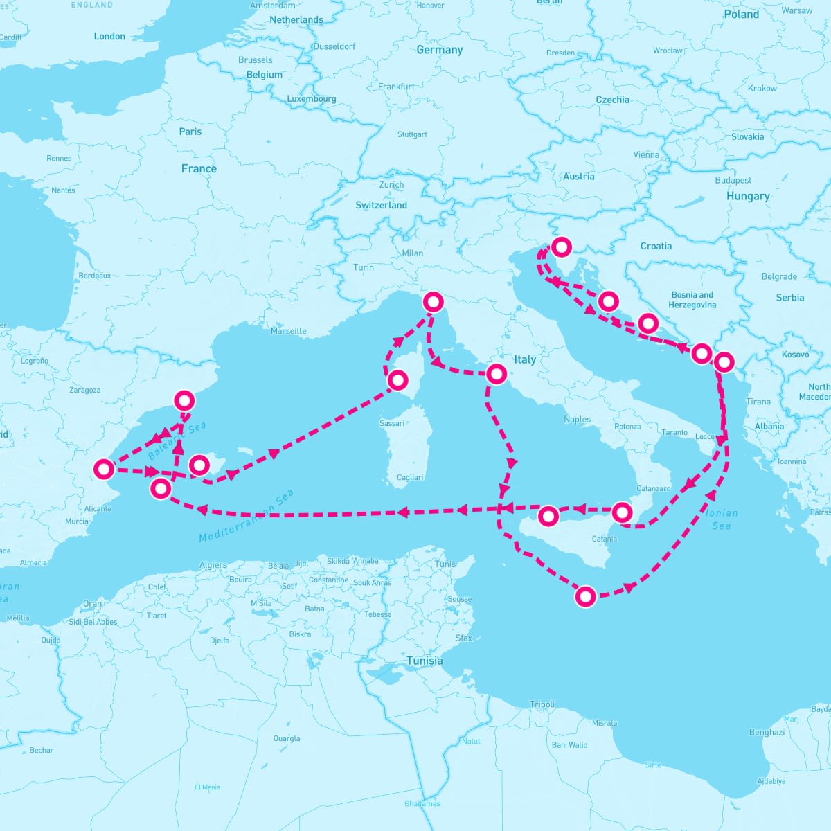 Queen Victoria itinerary map for May 28, 2027
