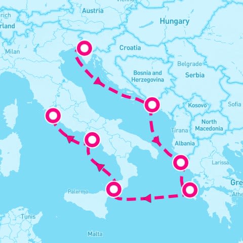 7 Night Italy Greece & Croatia (Trieste To Rome)