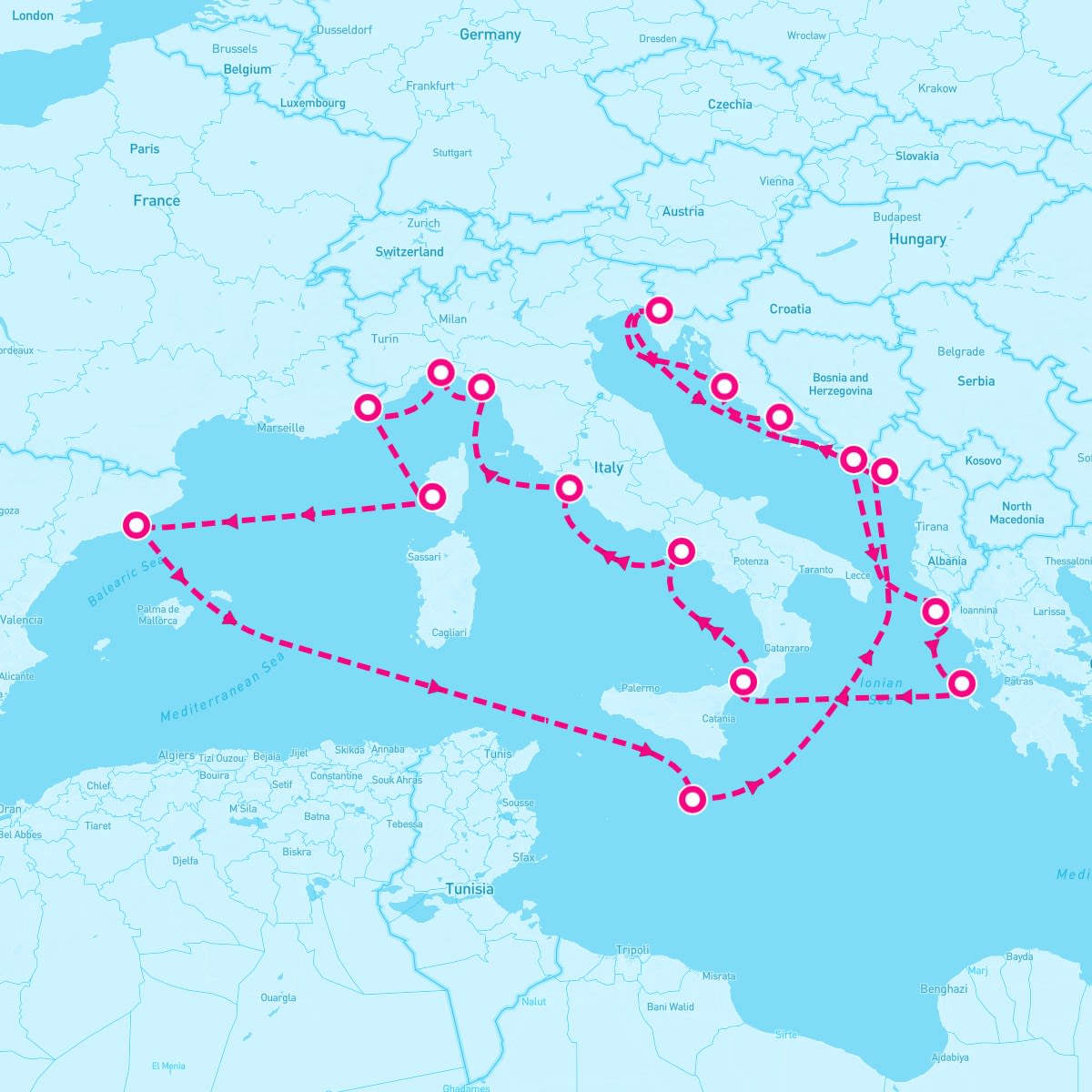 Queen Victoria itinerary map for September 10, 2027