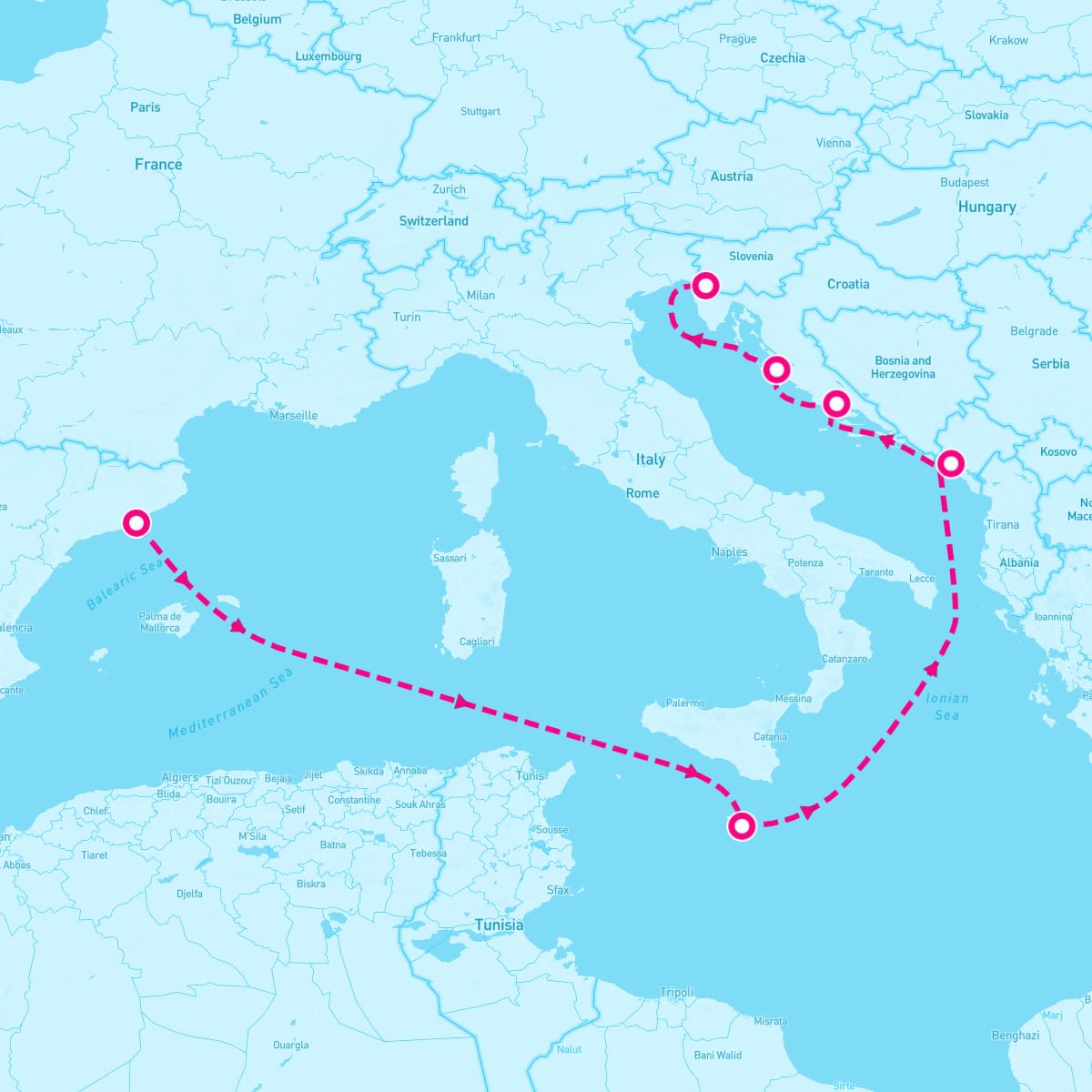 Queen Victoria itinerary map for September 10, 2027