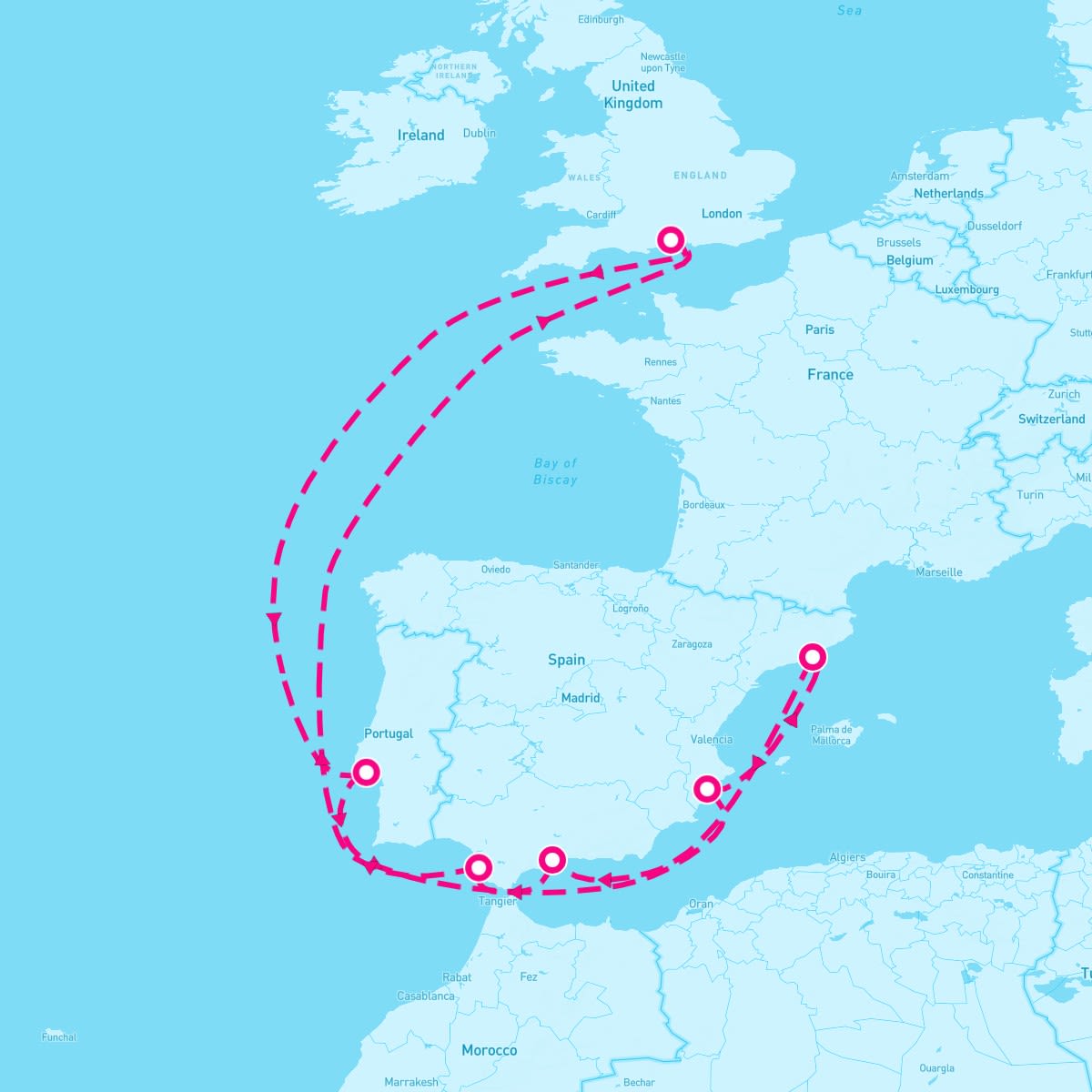 Queen Victoria itinerary map for December 3, 2027