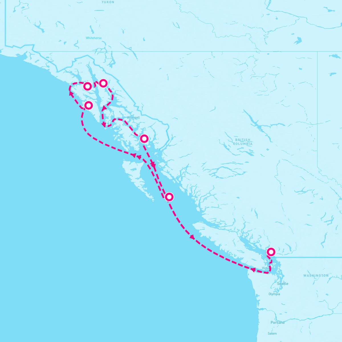 Radiance of the Seas itinerary map for September 20, 2024
