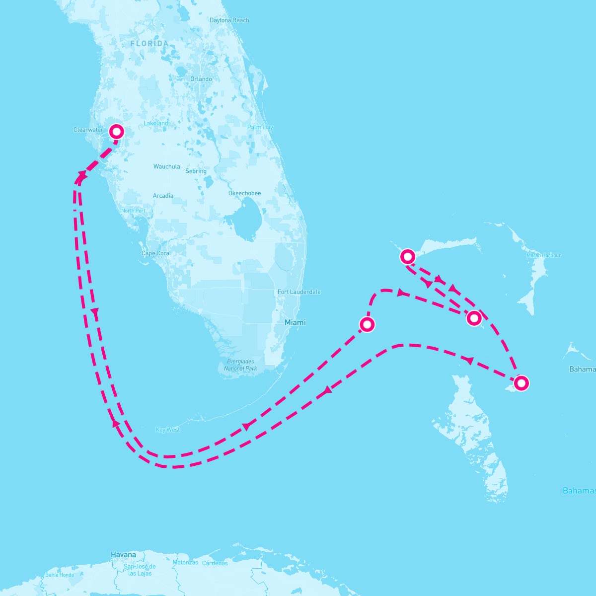 Radiance of the Seas itinerary map for November 2, 2024 (7 nights)