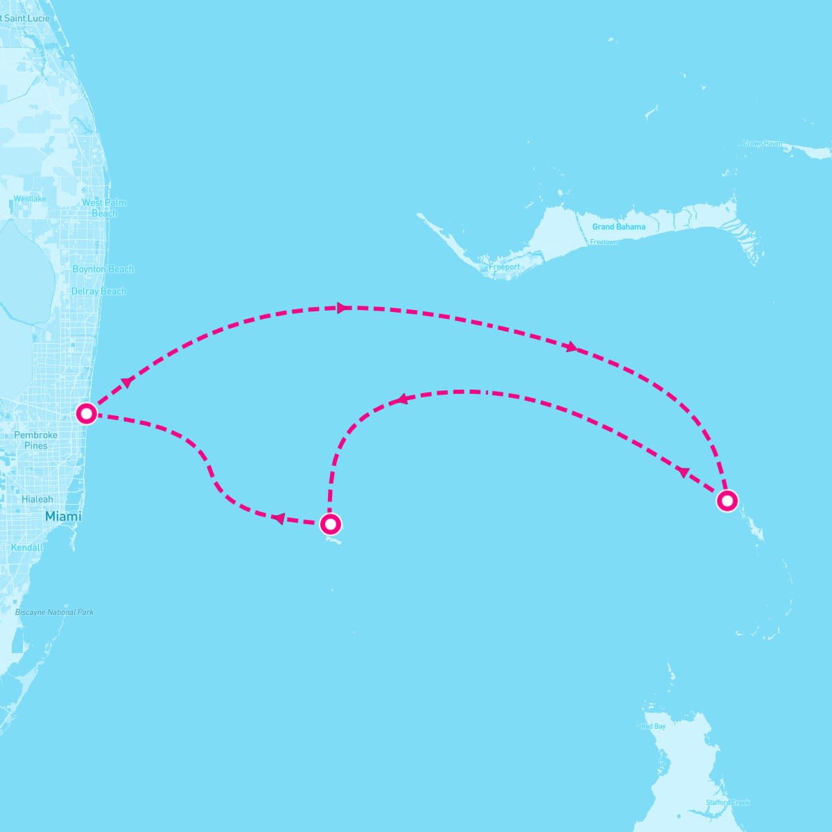 Radiance of the Seas itinerary map for October 31, 2025 (3 nights)