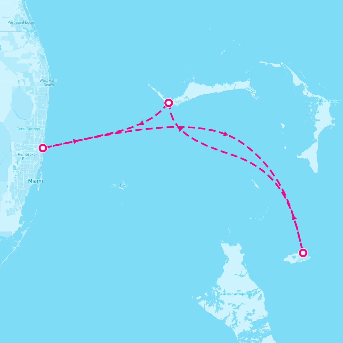 Radiance of the Seas itinerary map for January 5, 2026 (4 nights)