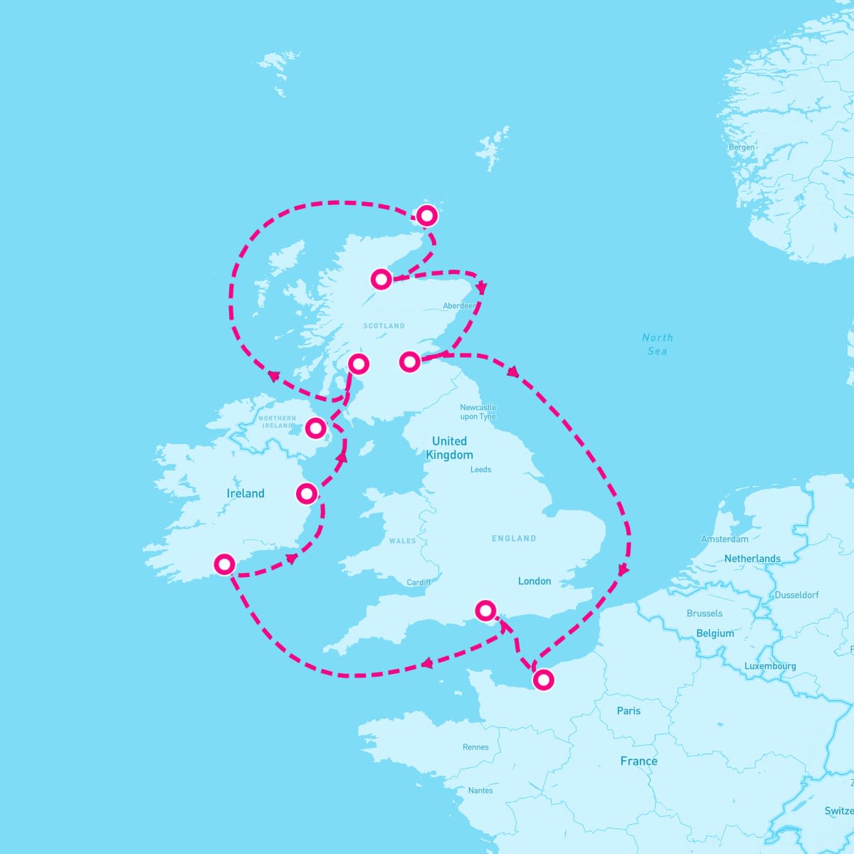 Regal Princess itinerary map for July 14, 2024 (12 nights)