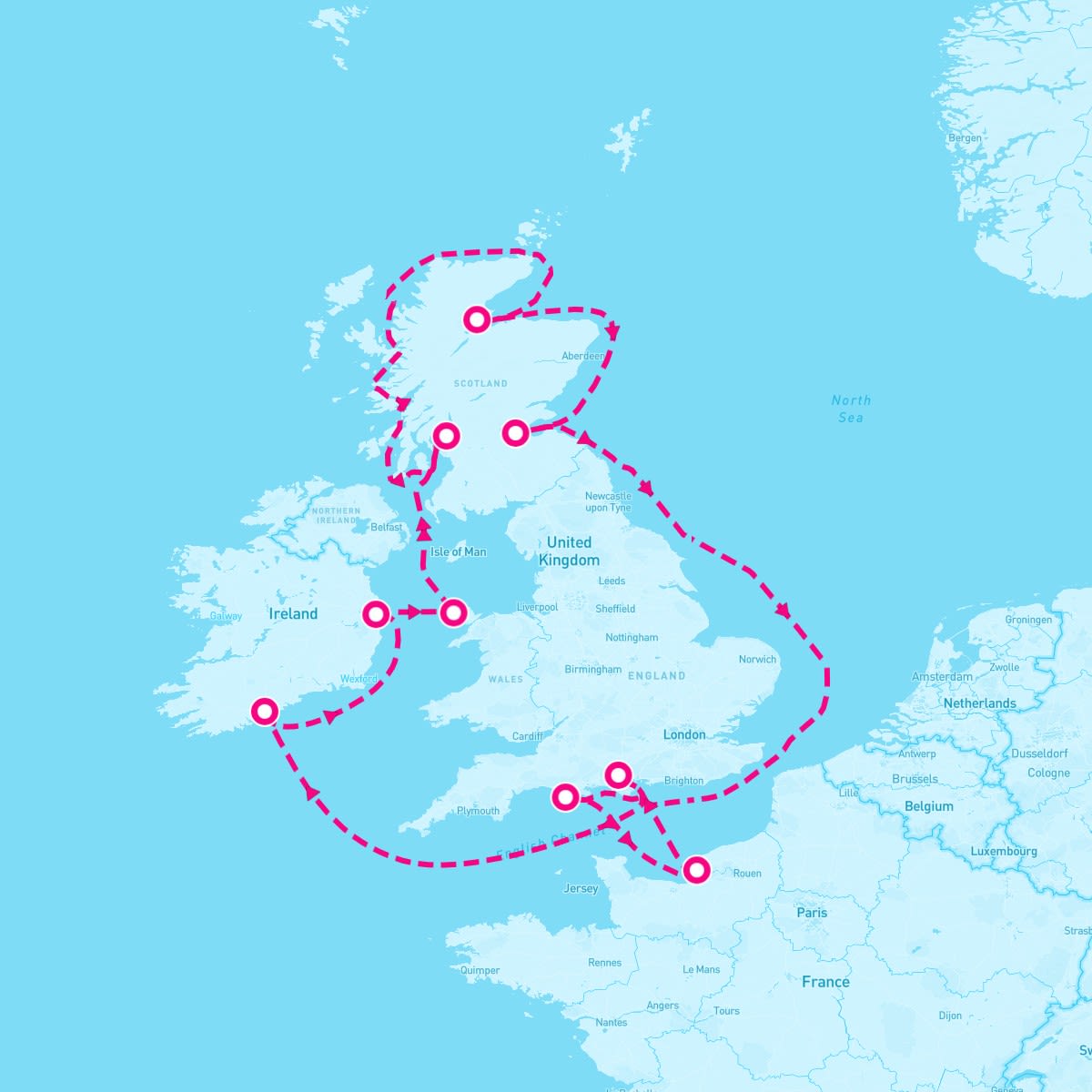Regal Princess itinerary map for July 26, 2024 (12 nights)