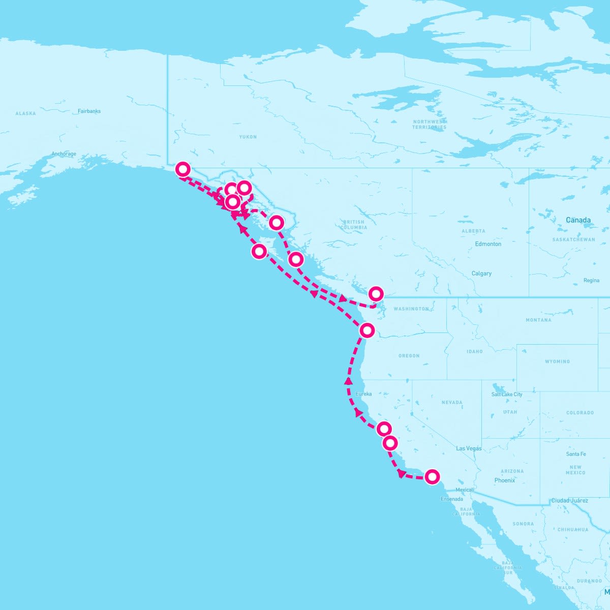 Regatta itinerary map for May 1, 2024 (12 nights)
