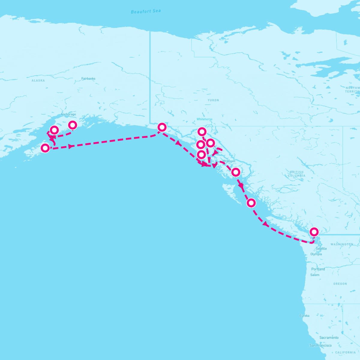Regatta itinerary map for May 20, 2024 (10 nights)