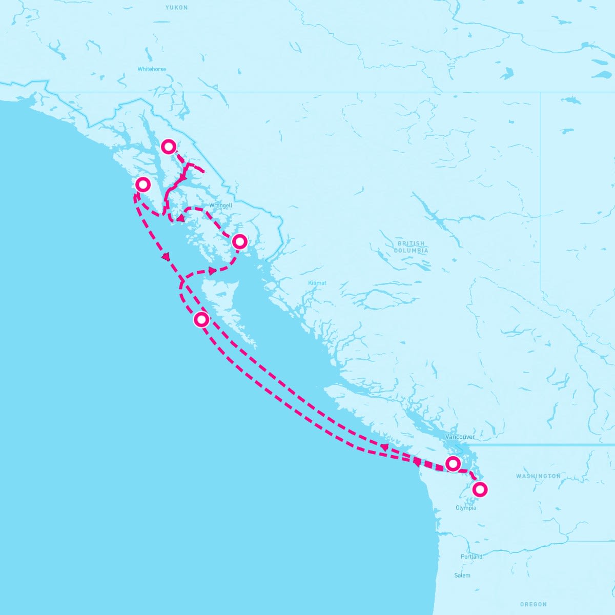 Regatta itinerary map for June 21, 2024 (7 nights)