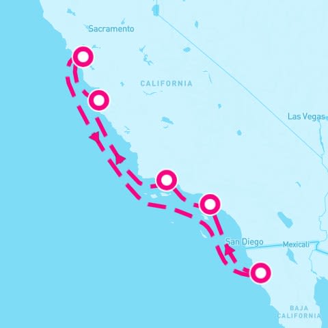 7 Night West Coast Vines (Los Angeles Roundtrip)