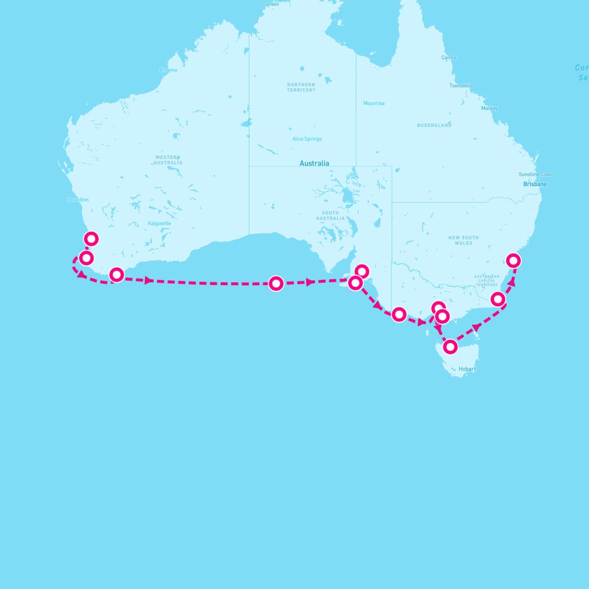 Regatta itinerary map for January 11, 2025 (14 nights)