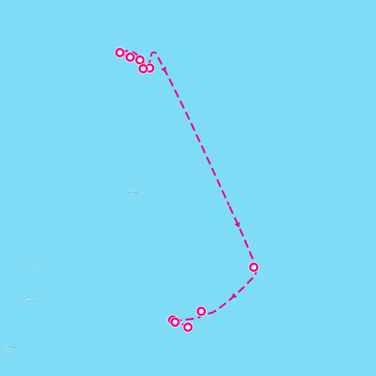 Regatta itinerary map for September 30, 2025 (15 nights)