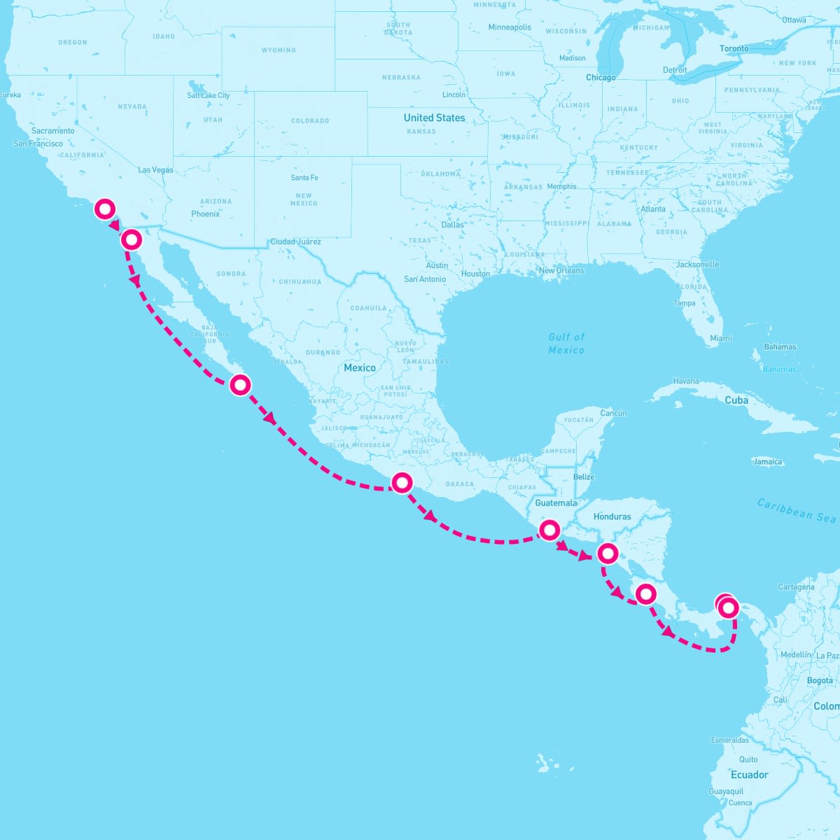 Regatta itinerary map for November 2, 2025 (12 nights)