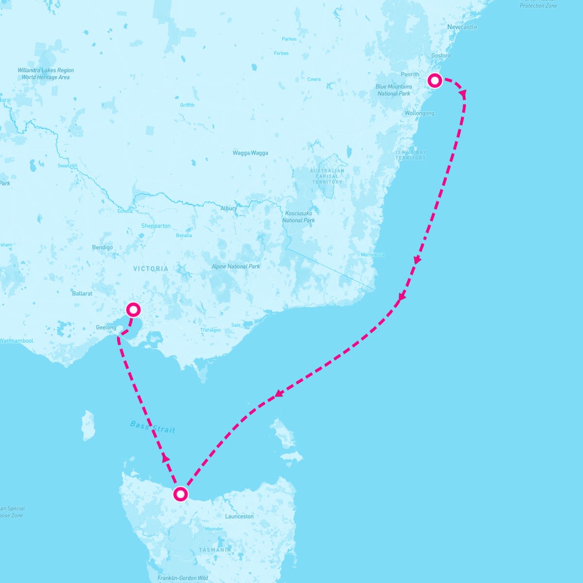 Resilient Lady itinerary map for February 19, 2024 (3 nights)