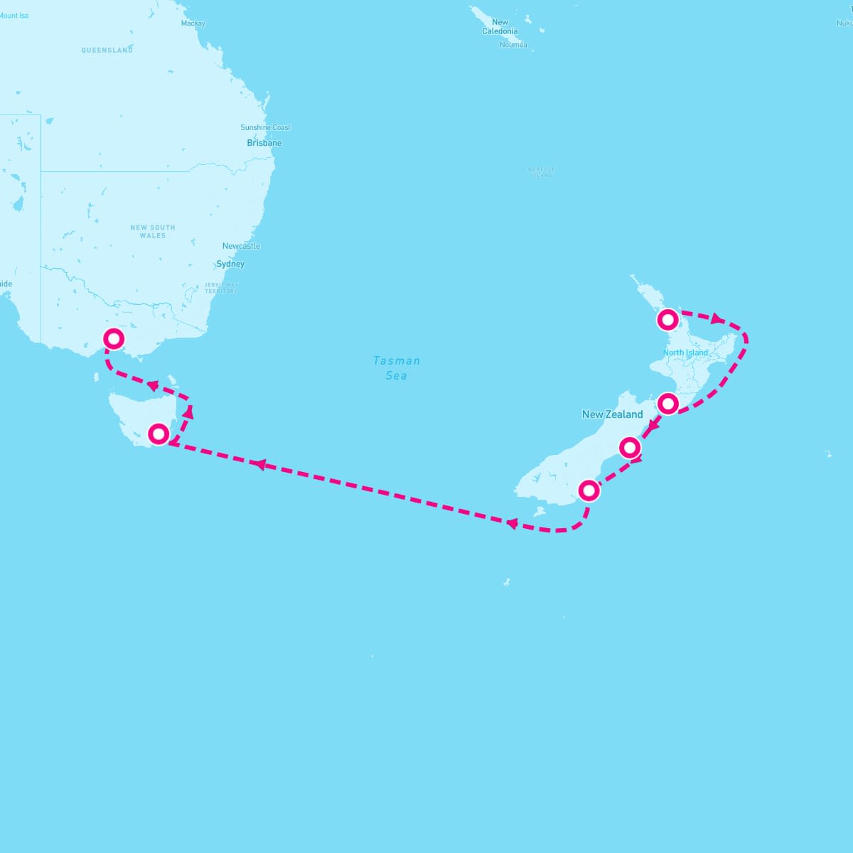 Resilient Lady itinerary map for February 24, 2024 (10 nights)