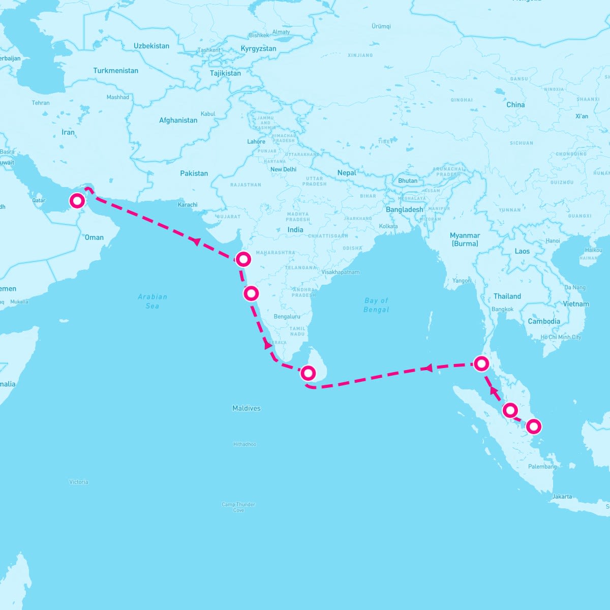 Resilient Lady itinerary map for April 11, 2024 (14 nights)