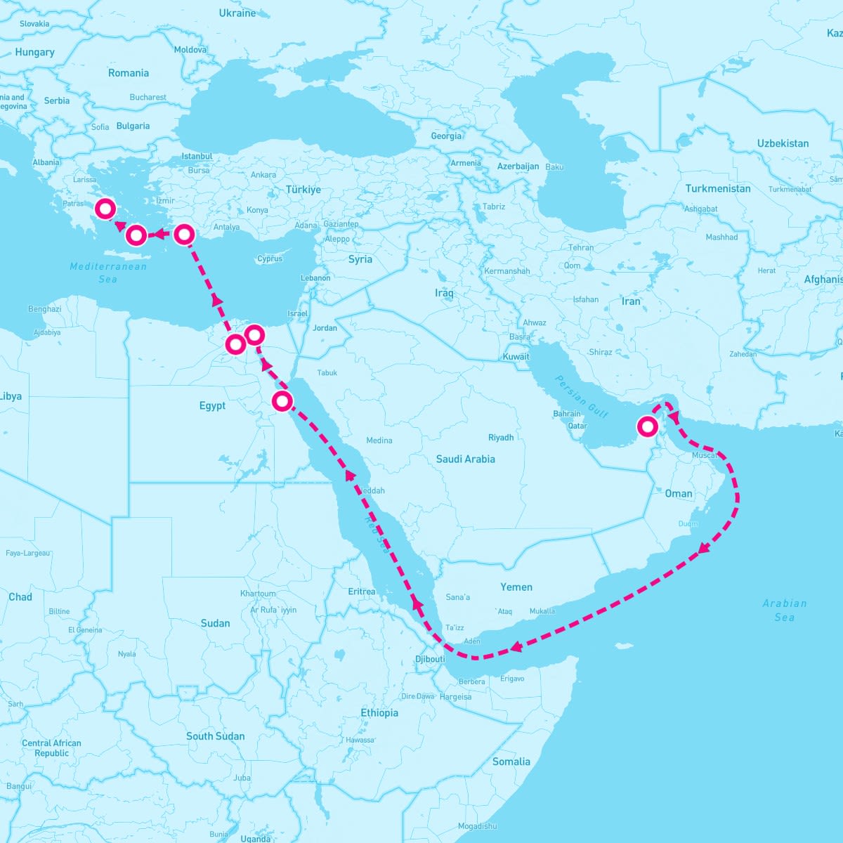 Resilient Lady itinerary map for April 25, 2024 (14 nights)