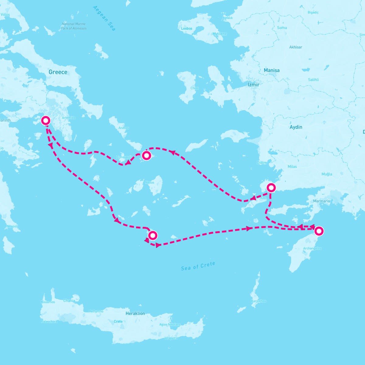Resilient Lady itinerary map for May 19, 2024 (7 nights)