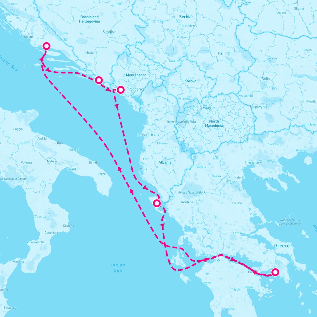 Resilient Lady itinerary map for September 8, 2024 (7 nights)