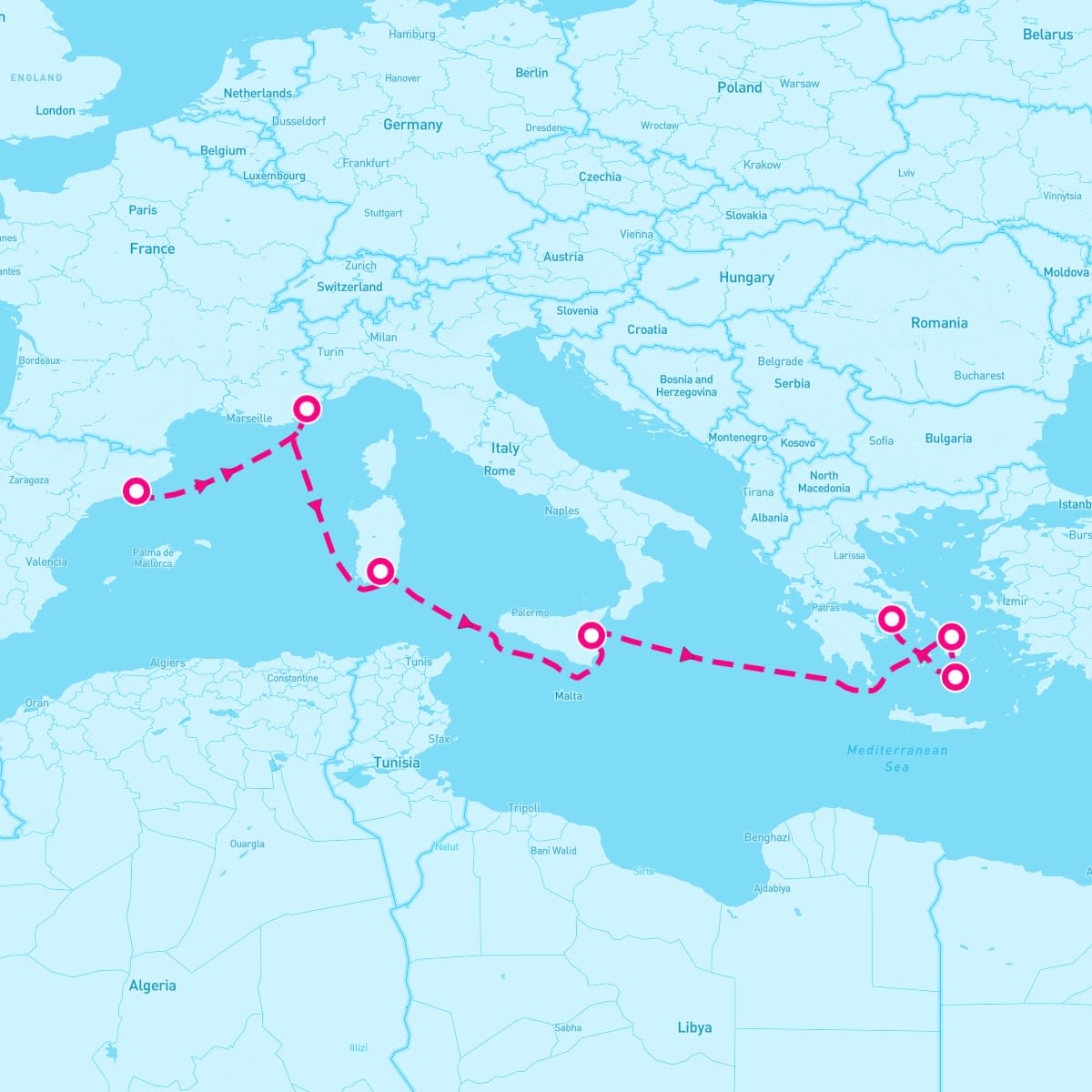 Resilient Lady itinerary map for October 11, 2024 (9 nights)