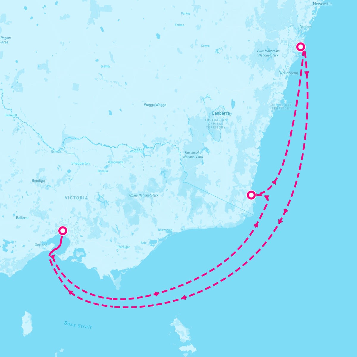 Resilient Lady itinerary map for February 9, 2025 (5 nights)