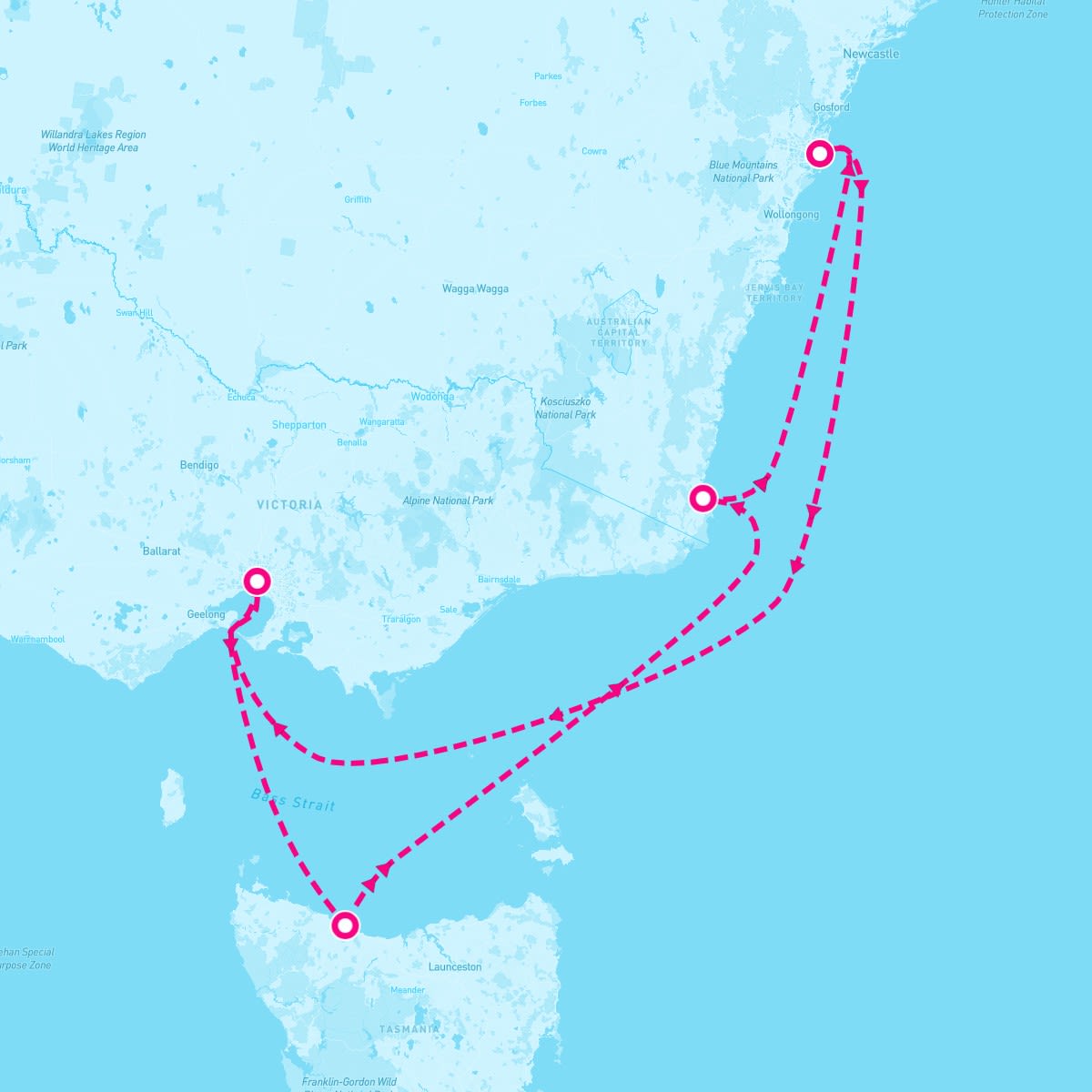 Resilient Lady itinerary map for February 20, 2025 (8 nights)