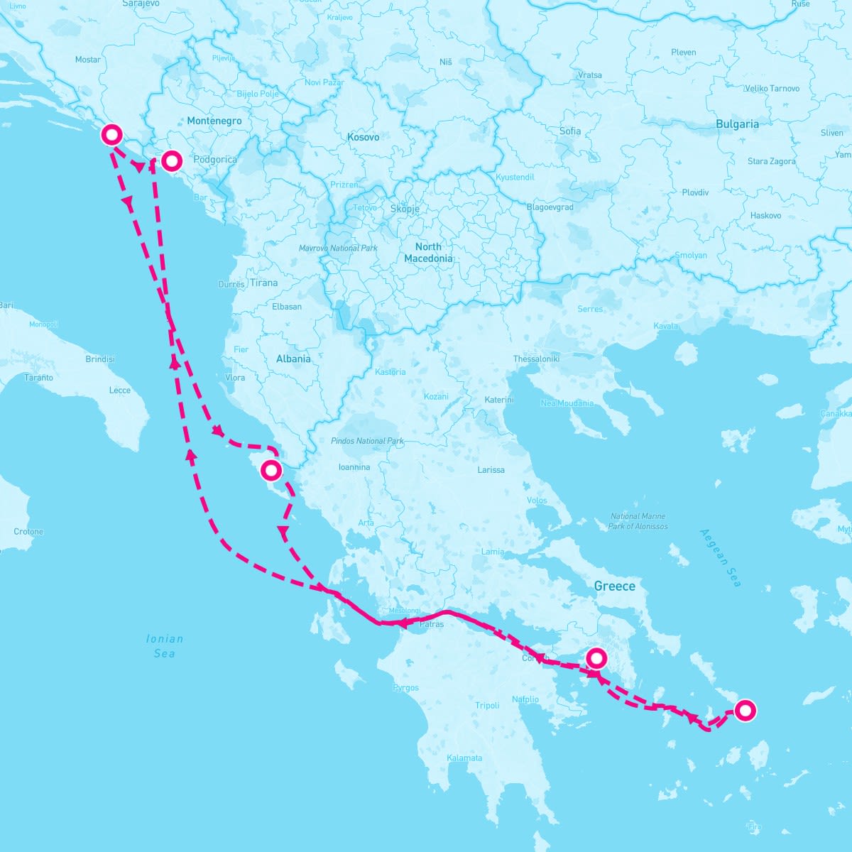 Resilient Lady itinerary map for June 15, 2025 (7 nights)