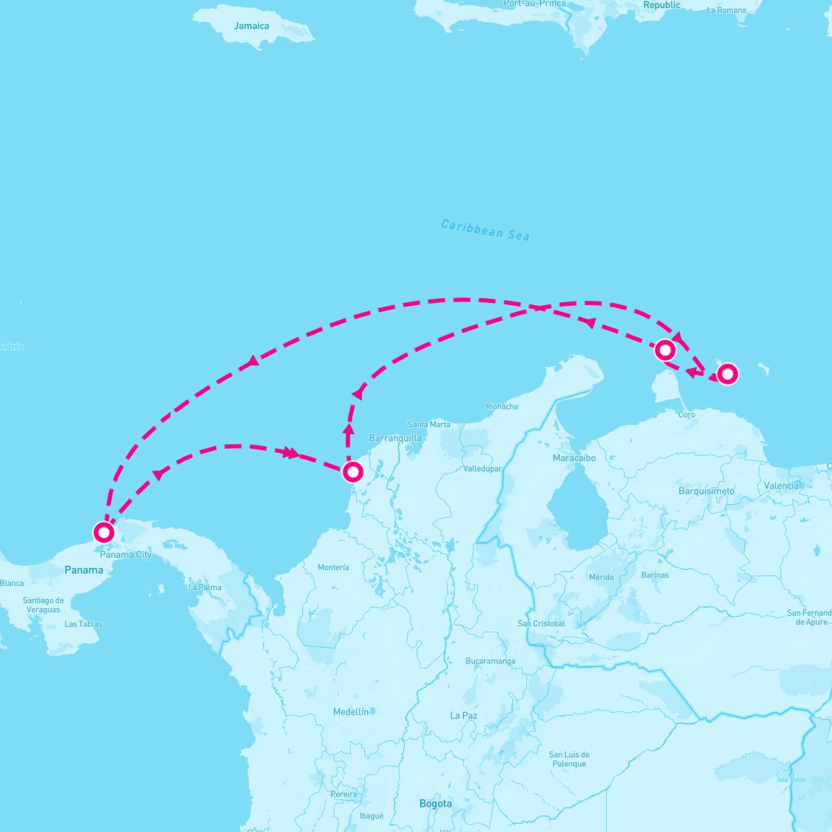Rhapsody of the Seas itinerary map for January 14, 2024 (7 nights)