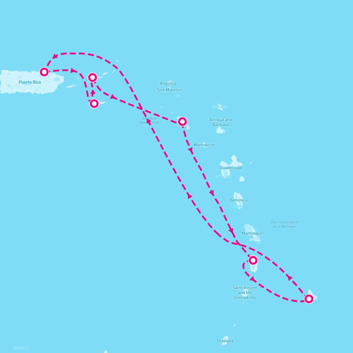 Rhapsody of the Seas itinerary map for October 13, 2024 (7 nights)