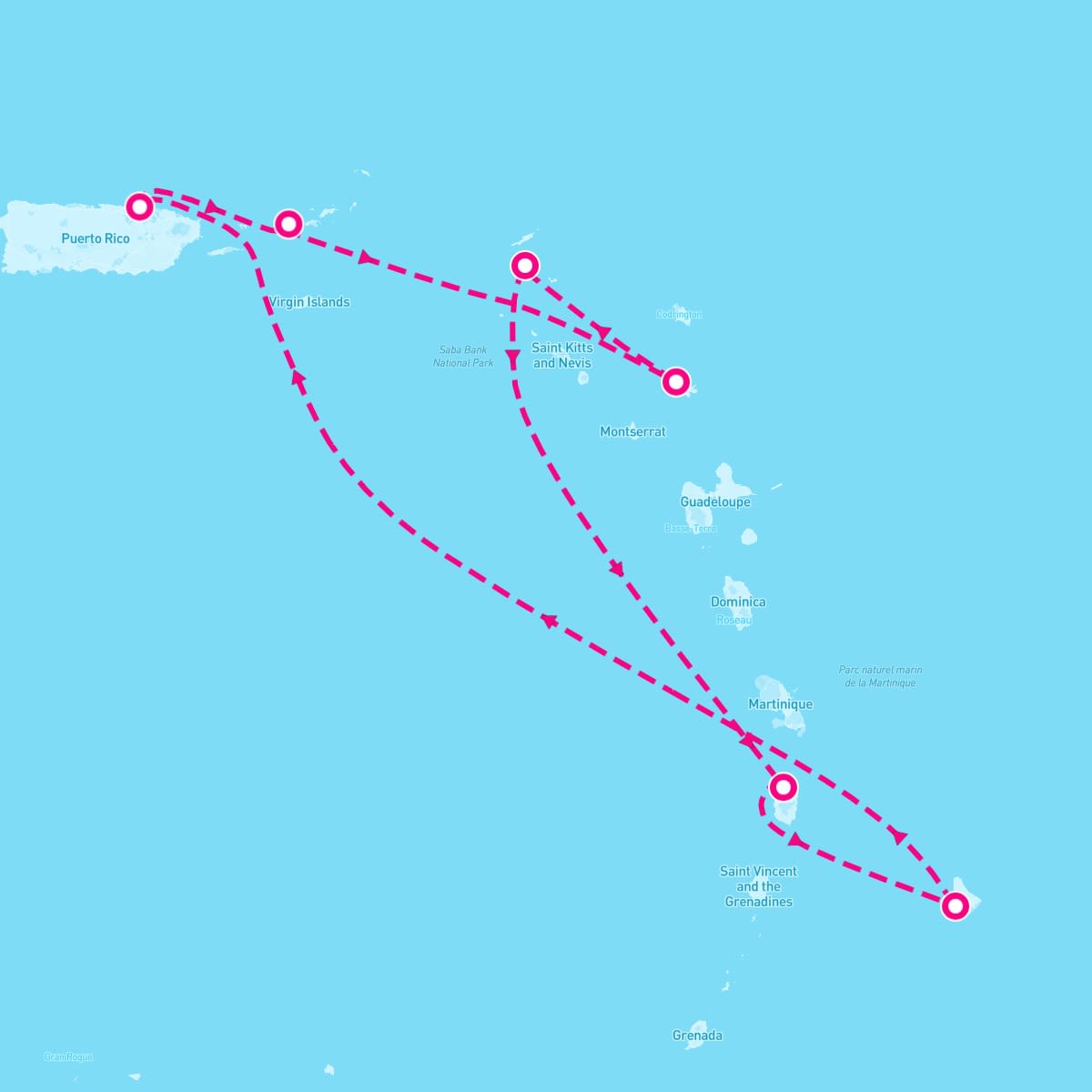 Rhapsody of the Seas itinerary map for March 7, 2025 (9 nights)
