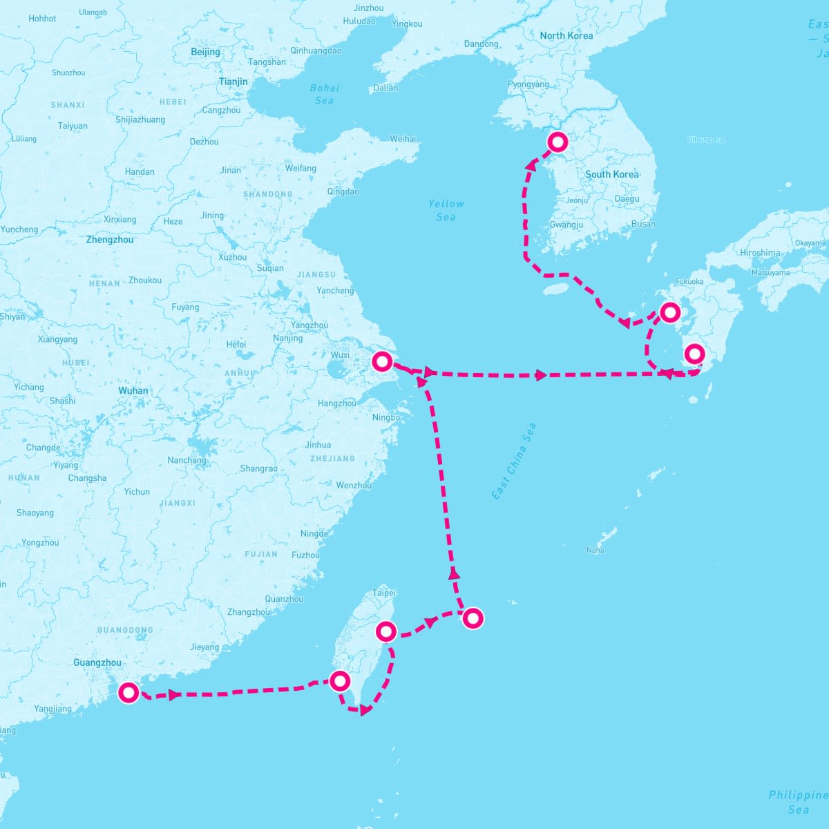 Riviera itinerary map for February 26, 2024 (12 nights)