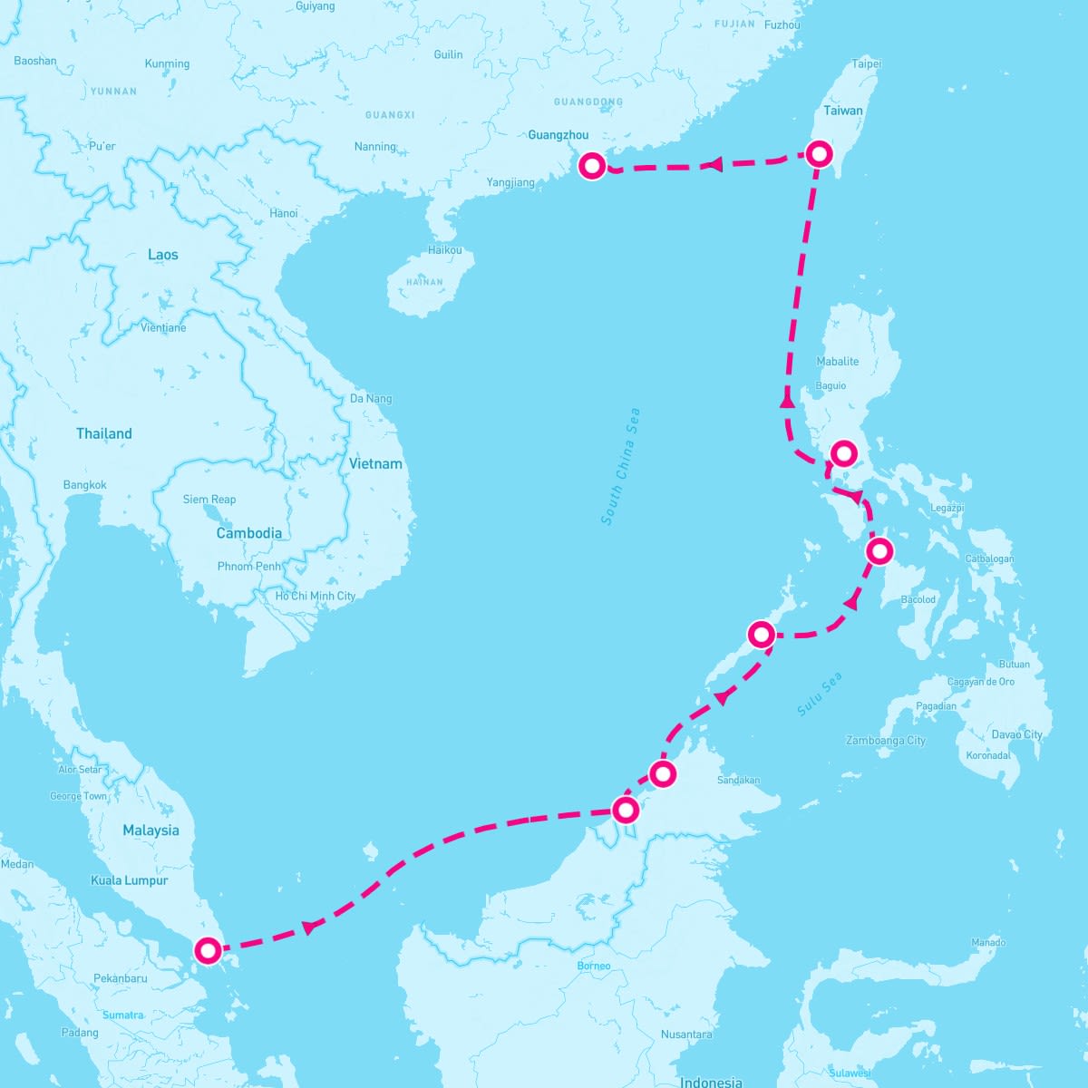 Riviera itinerary map for March 10, 2025 (11 nights)