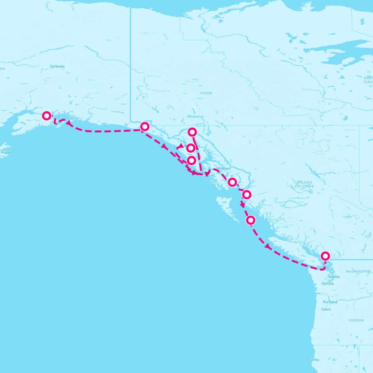 Riviera itinerary map for May 21, 2025 (8 nights)