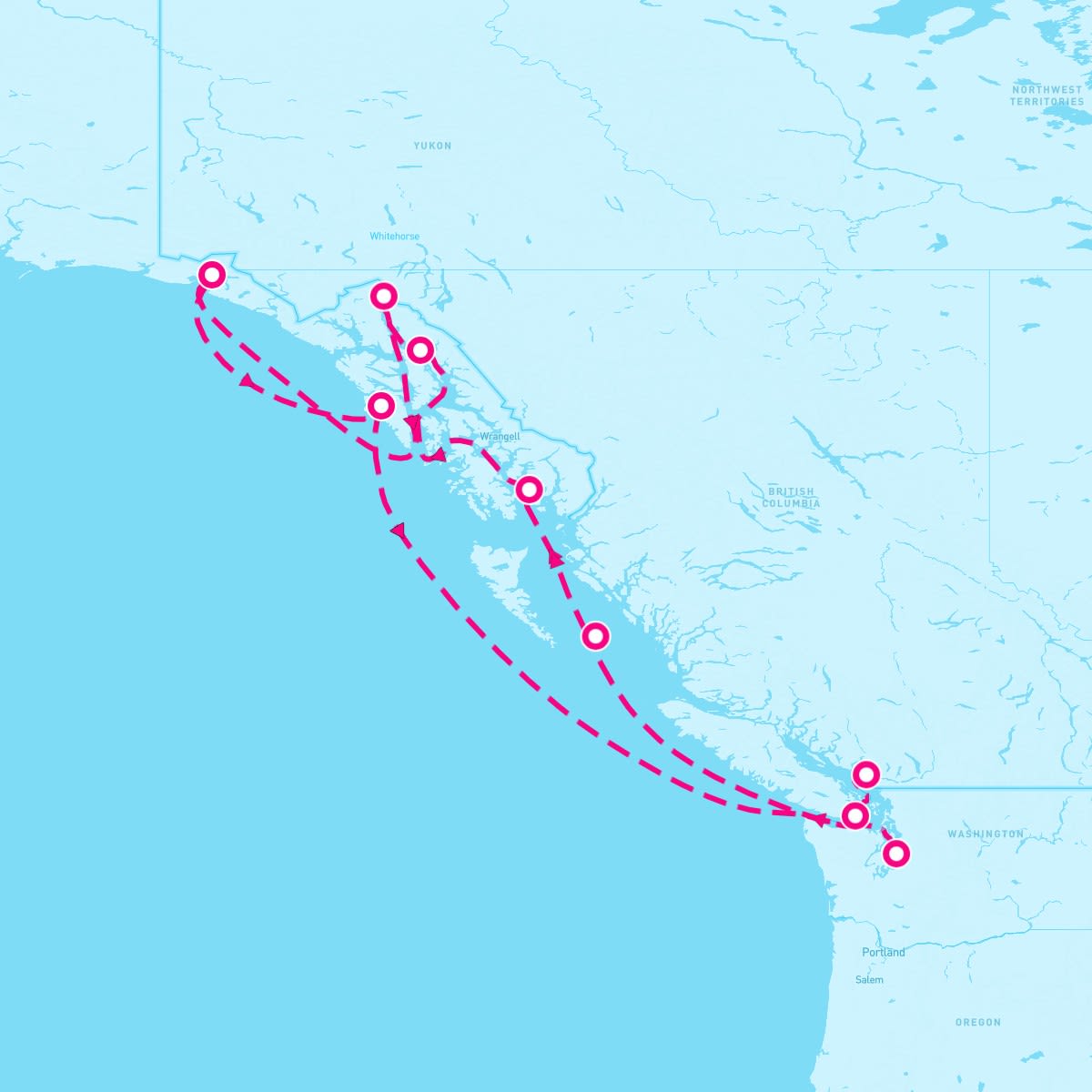 Riviera itinerary map for June 17, 2025 (9 nights)