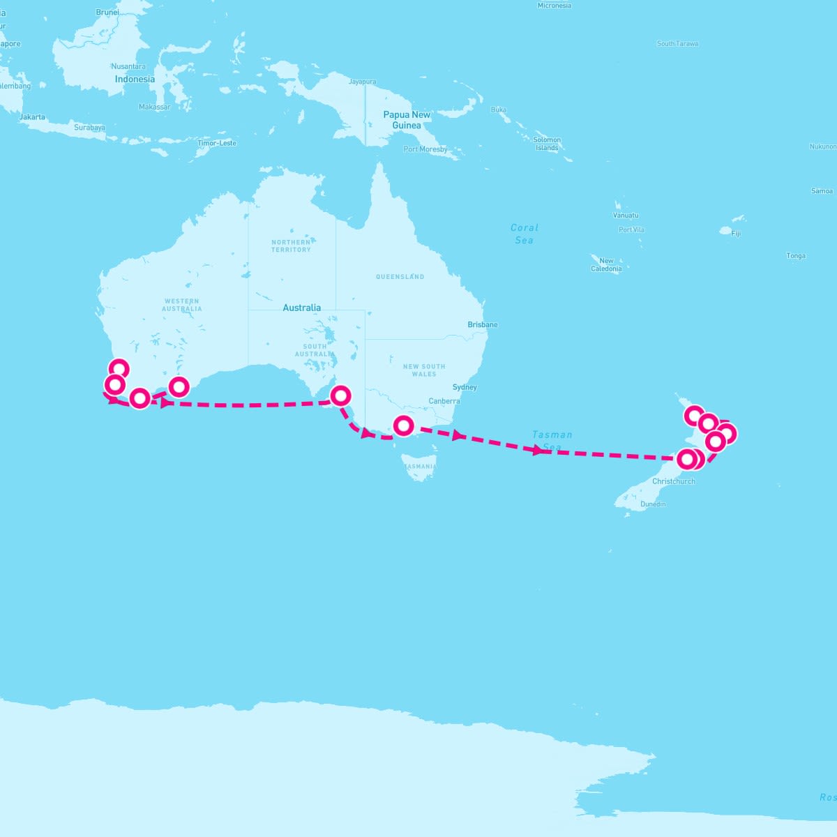 Riviera itinerary map for January 7, 2027