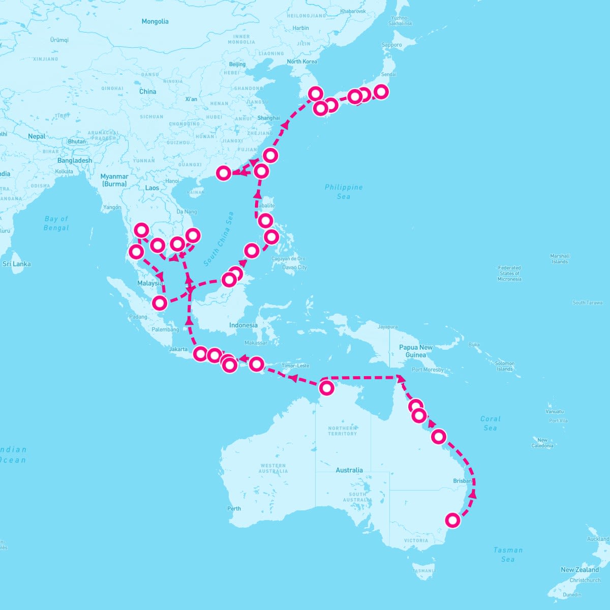 Riviera itinerary map for March 7, 2027