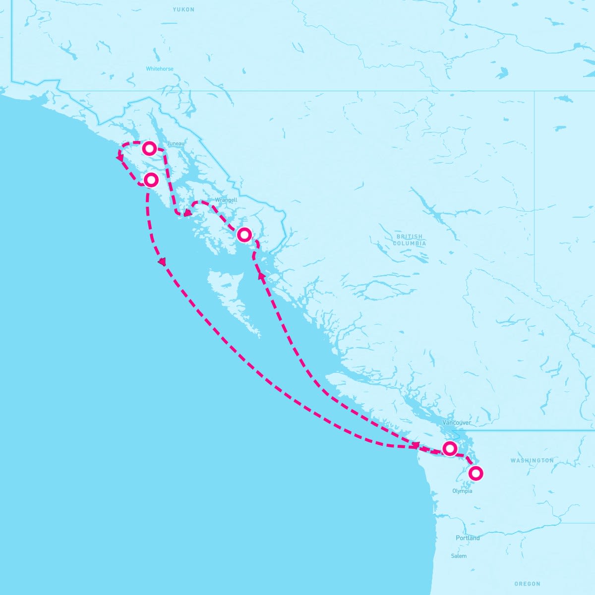Riviera itinerary map for July 1, 2027