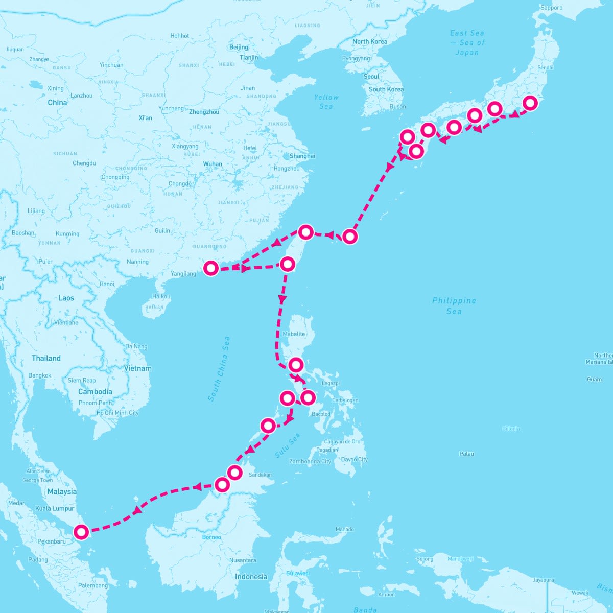 Riviera itinerary map for November 5, 2027