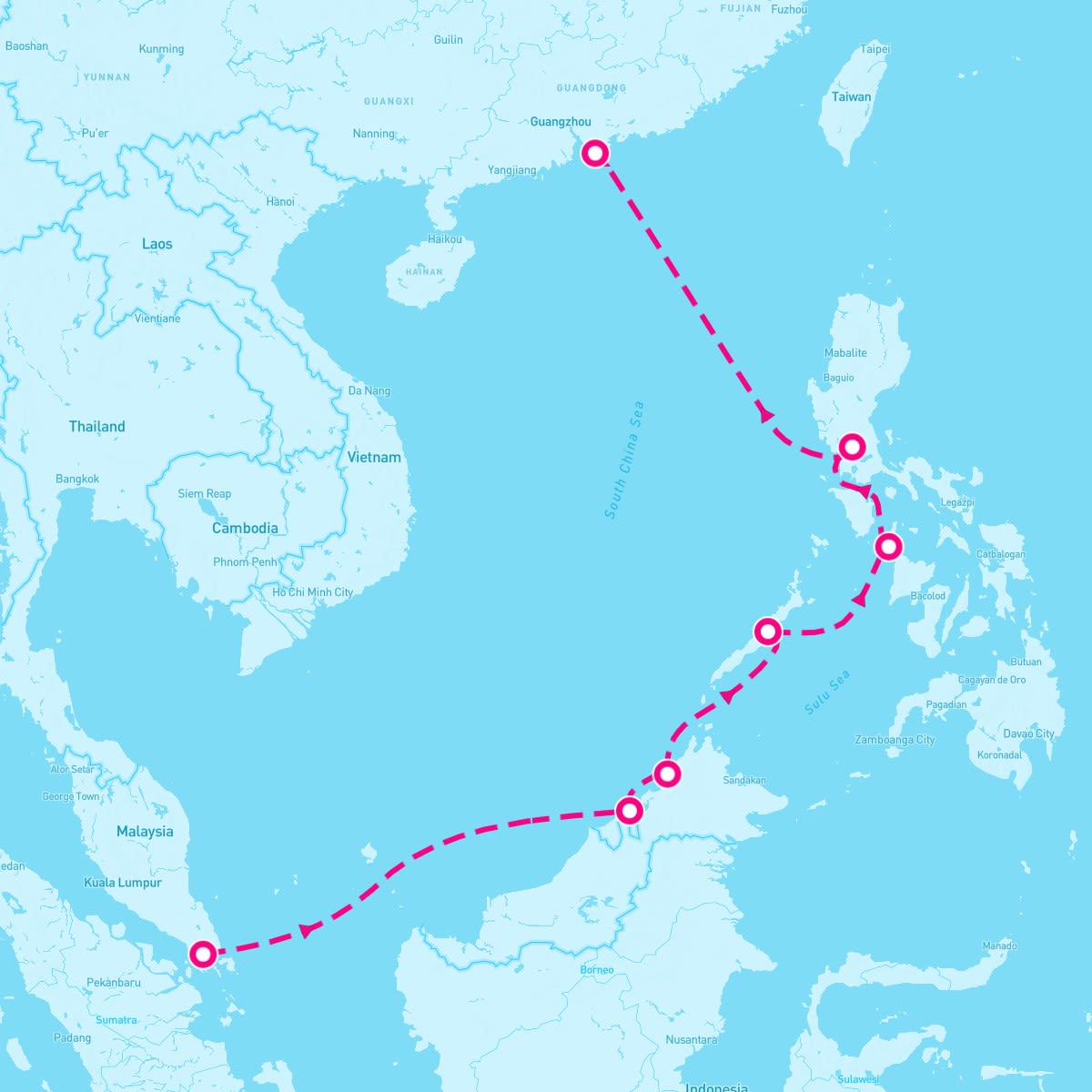 Riviera itinerary map for December 12, 2027