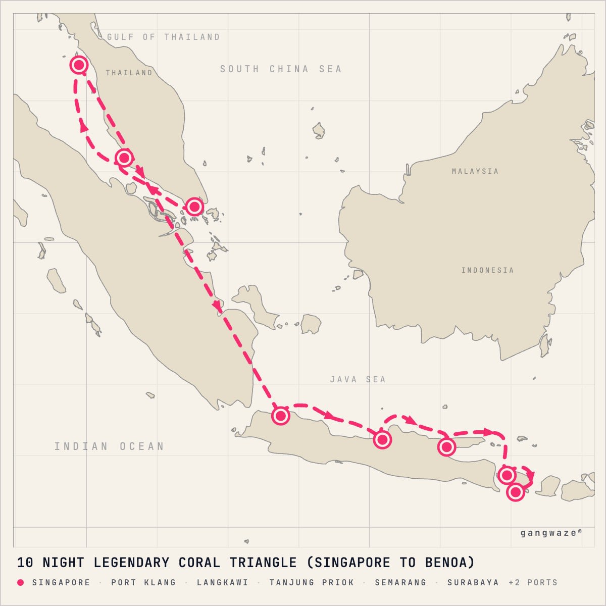 Riviera December 8, 2028 itinerary map: from Singapore to Benoa, calling at Port Klang, Langkawi, Tanjung Priok, Semarang, Surabaya, Celukan Bawang, Benoa